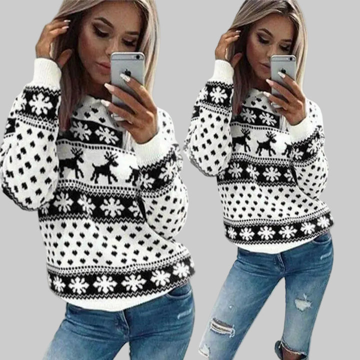 Cartoon Deer Print Christmas Sweater