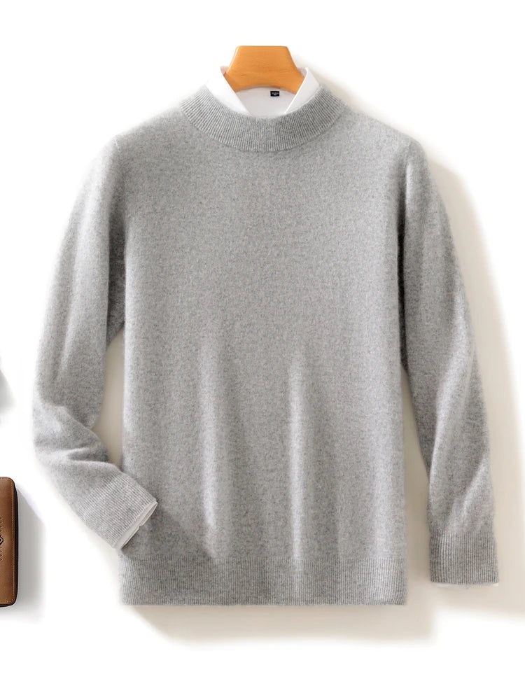 Cashmere Knitted 100% Merino Wool Mock-neck Sweater