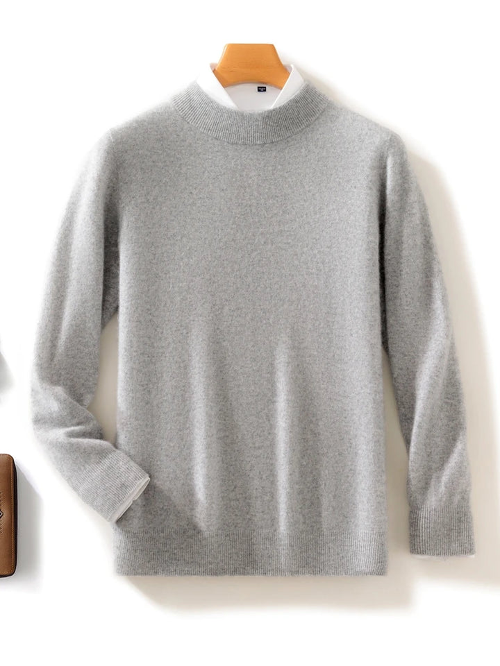 Cashmere Knitted 100% Merino Wool Mock-neck Sweater