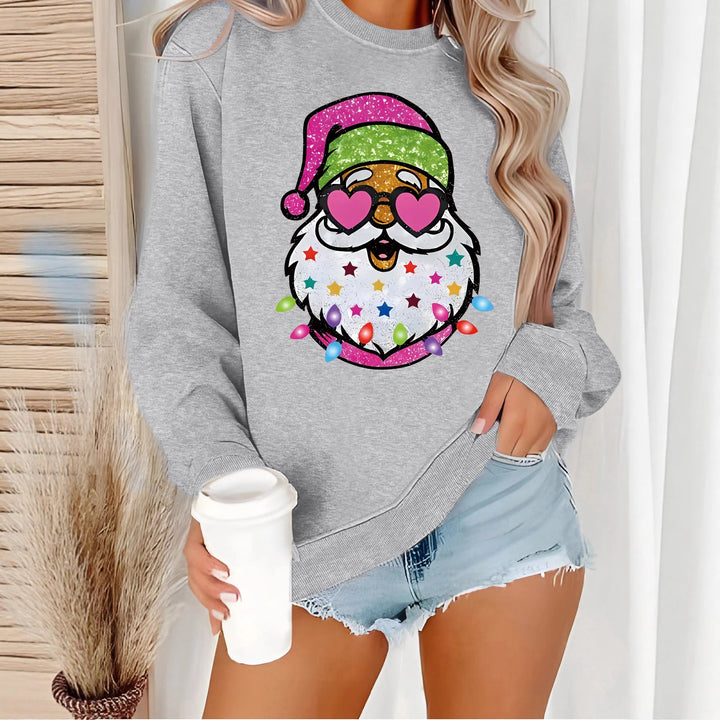 Santa Claus Printed Round Neck Christmas Sweater