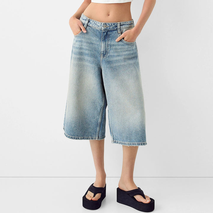 Chic Knee-Length Denim Shorts