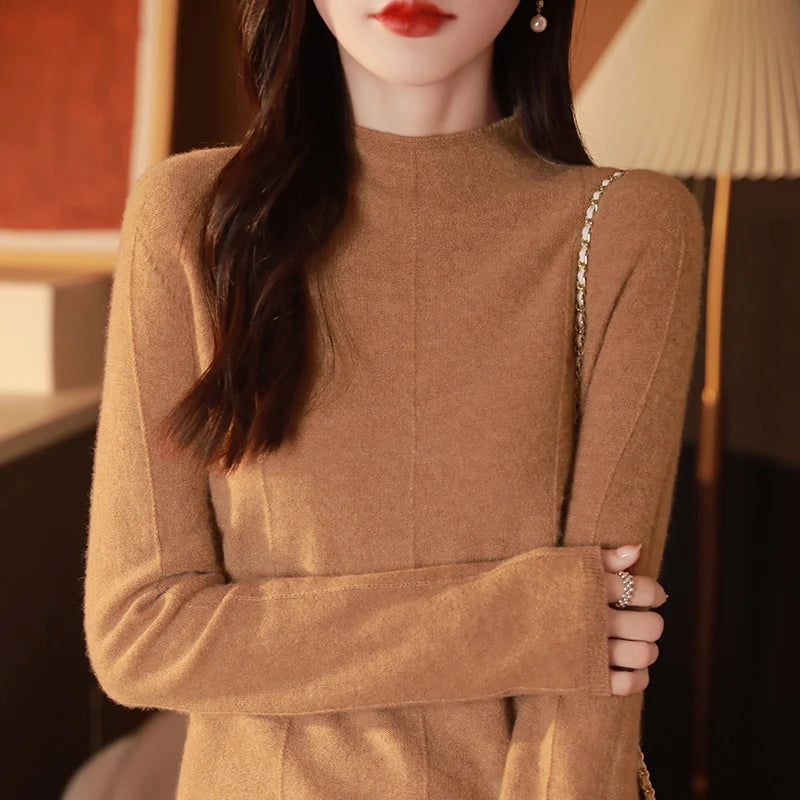 Solid Color Mock Neck Pullover Sweater