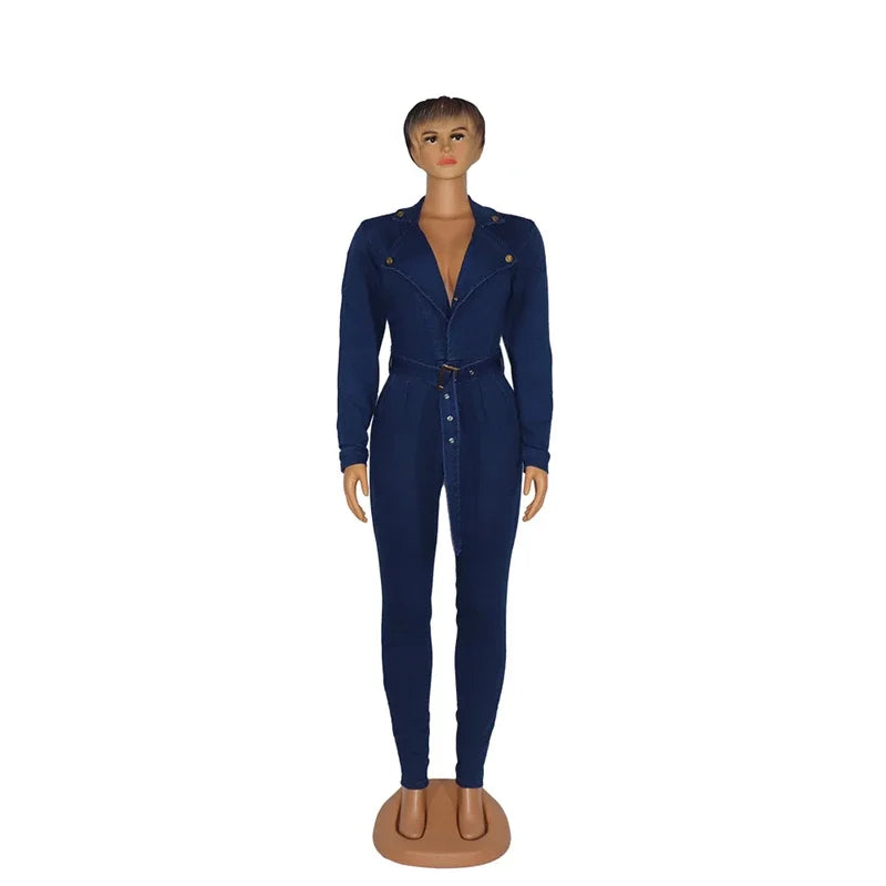 Y2K Bodycon Denim Jumpsuit