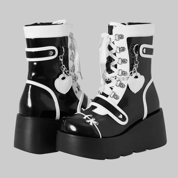 Charming Heart-Shaped Platform Ankle Boots