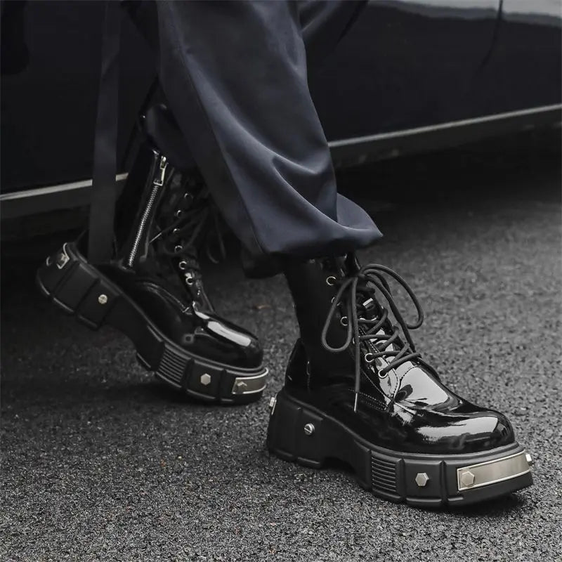 Unisex British-Style High-Top Punk Leather Boots