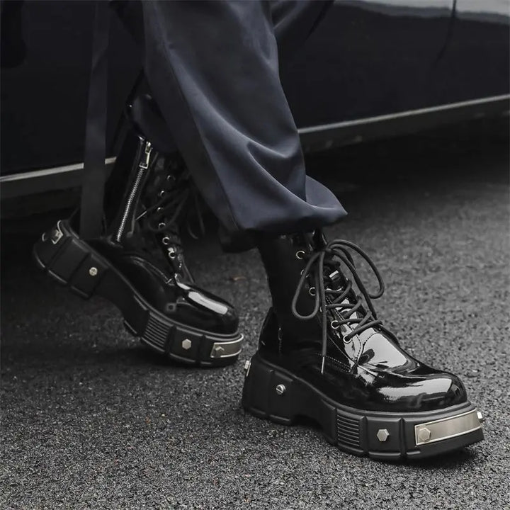 Unisex British-Style High-Top Punk Leather Boots