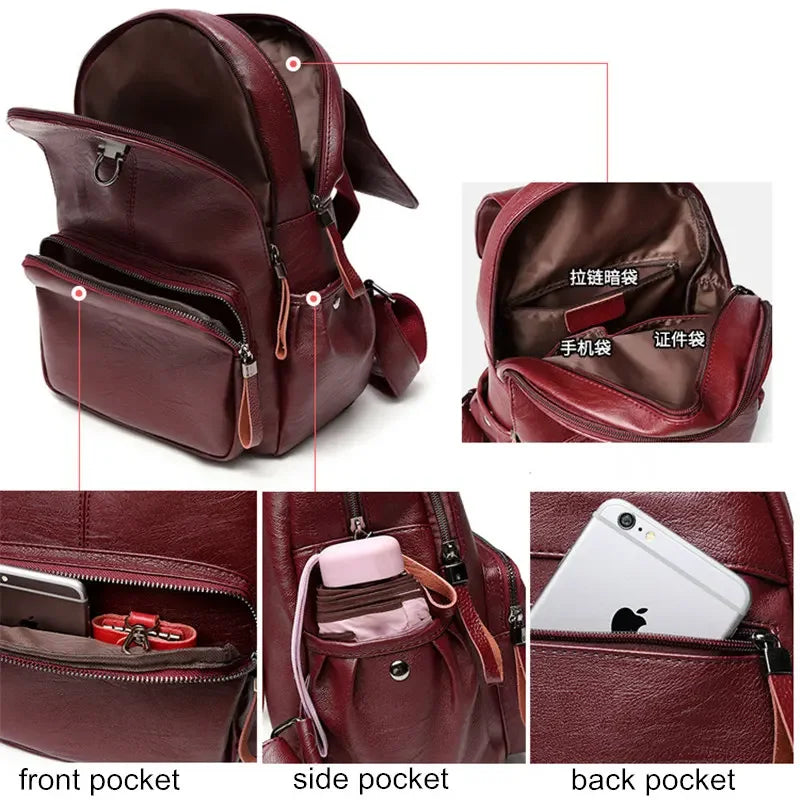 Large Capacity PU Leather Backpack