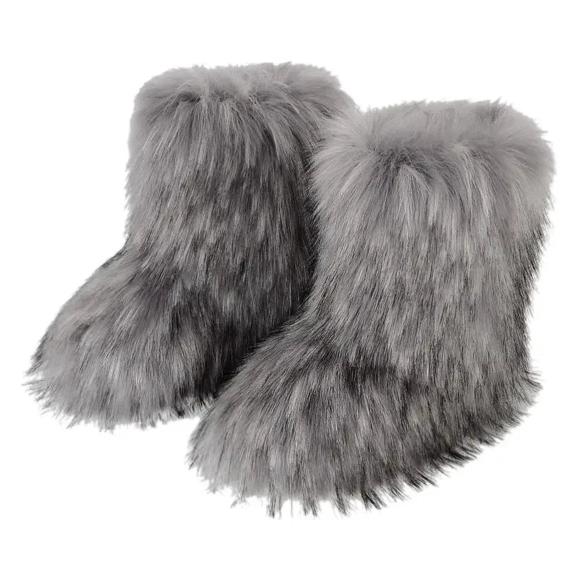 Plush Faux Fox Fur Winter Boots