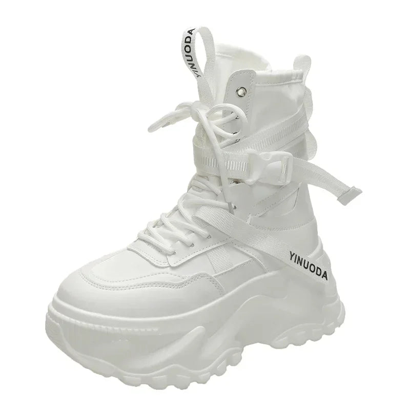 Chunky Platform Motorcycle Lace Up Boots