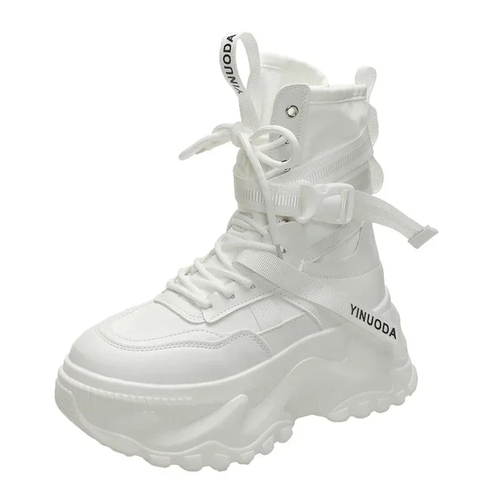 Chunky Platform Motorcycle Lace Up Boots