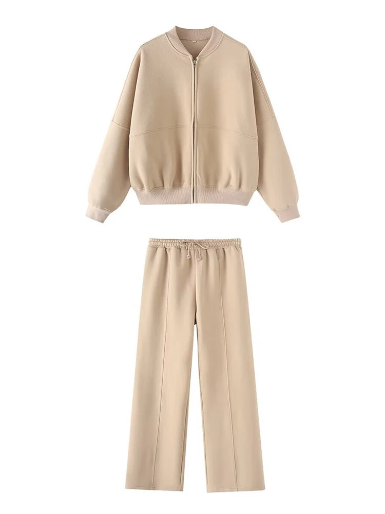 Thick Zipper Jacket and Sweatpants Set