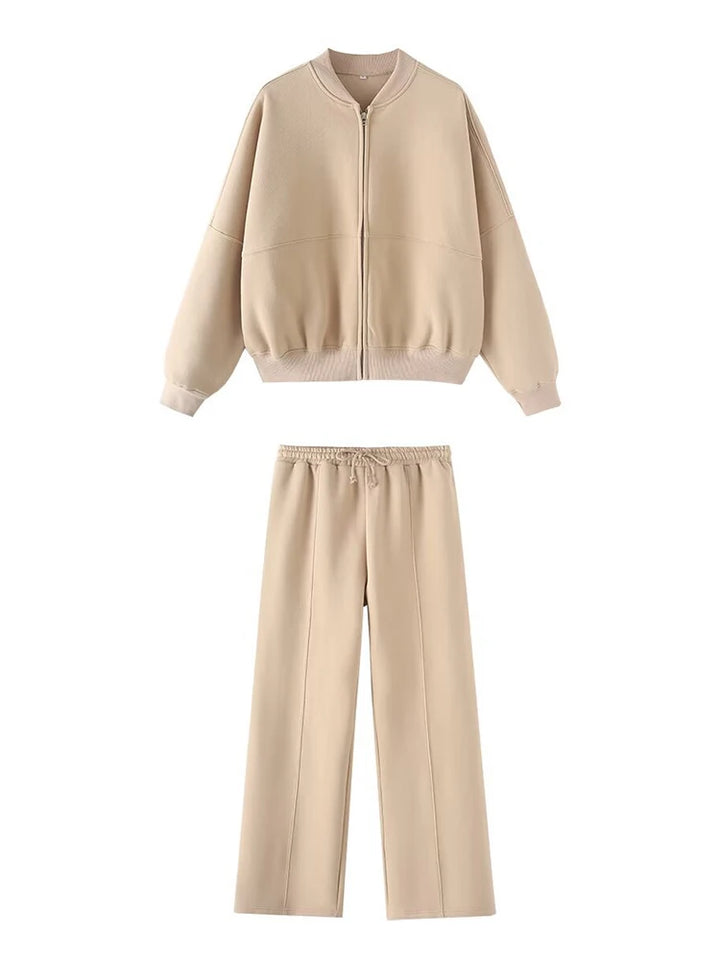Thick Zipper Jacket and Sweatpants Set