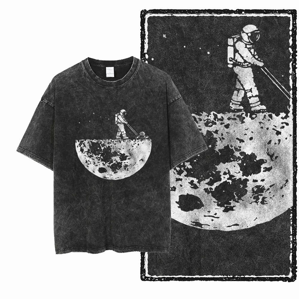 Oversized Washed Retro Finish Print Tees