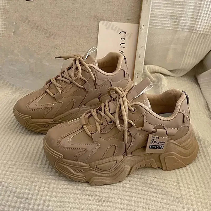 Trendy Chunky Leather Platform Sneakers