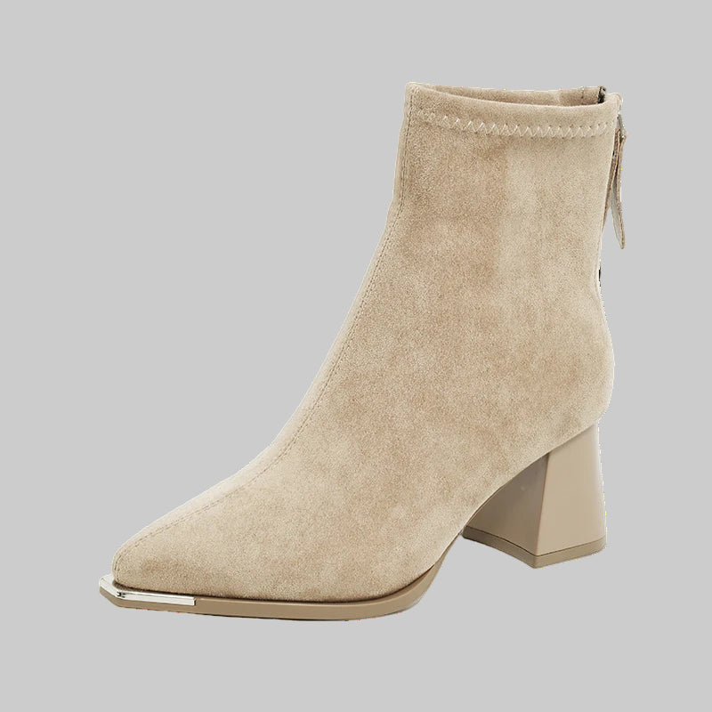 Elegant Pointed Toe Ankle Boots with Thick Heels