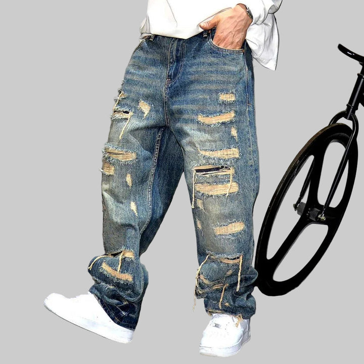 Ripped Distressed Denim Baggy Jeans