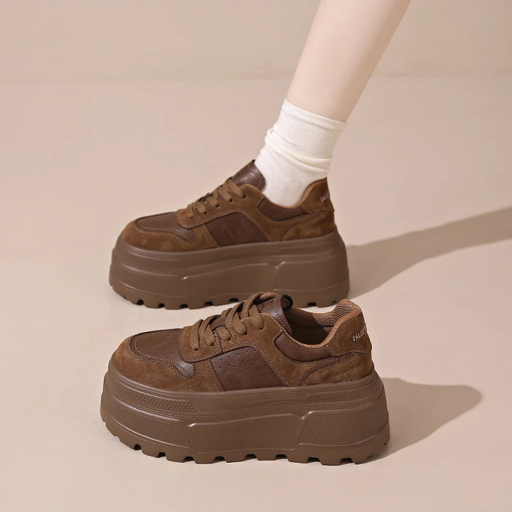 Leather Plush Chunky Platform Sneakers