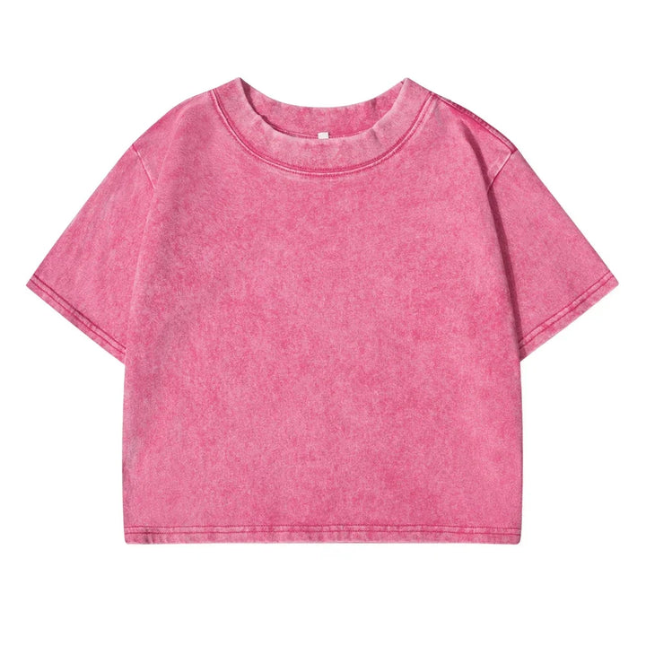 Acid Washed Short T-Shirt for Women