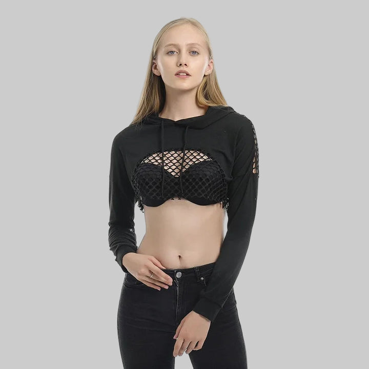 Oversized Street Mesh Patchwork Hoodie