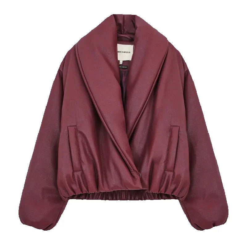 Stylish Thick Lapel Leather Jacket