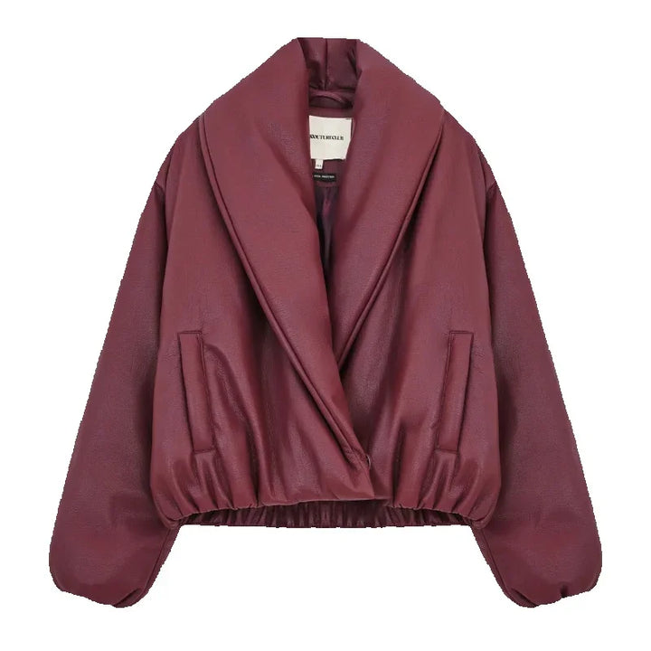Stylish Thick Lapel Leather Jacket