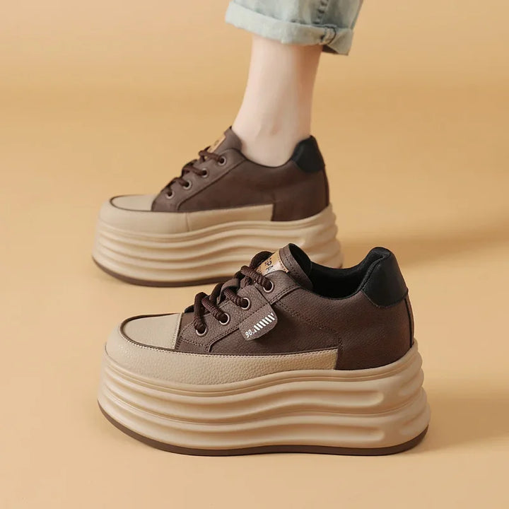 Genuine Leather Vulcanized Chunky Platform Sneakers