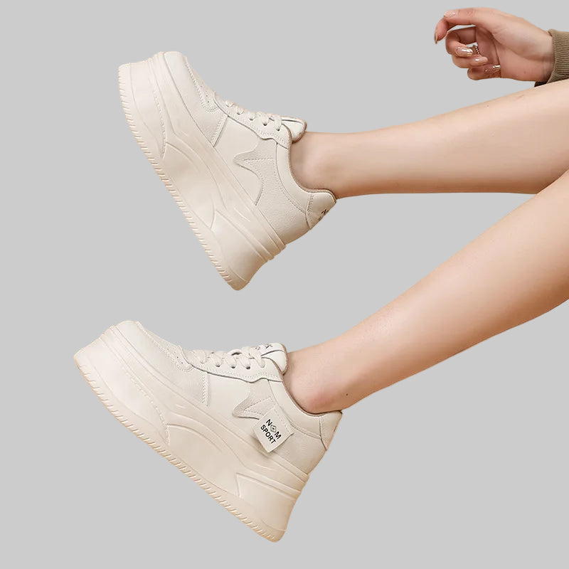 Genuine Leather 12cm Platform Chunky Sneakers