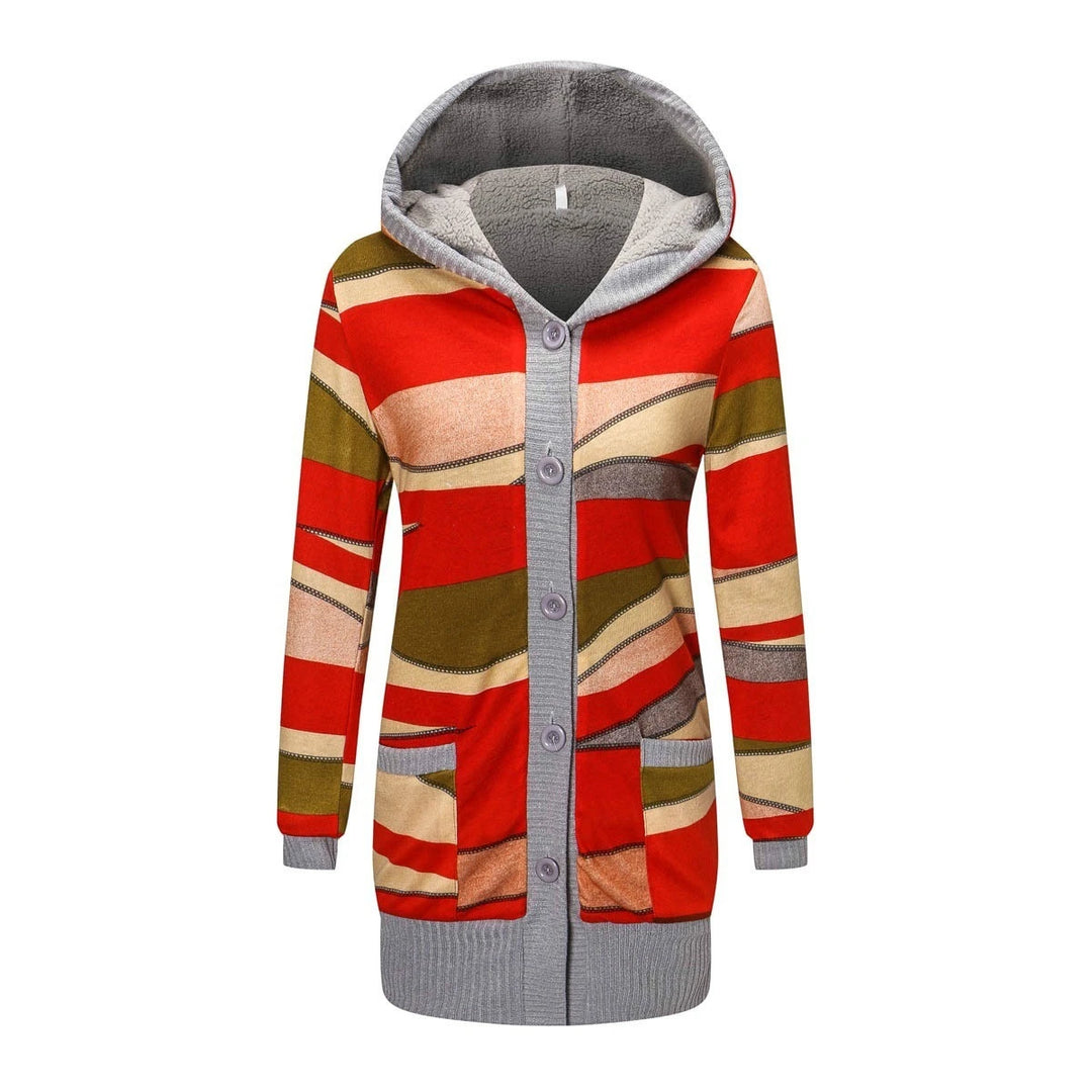 Striped Long Sleeve Hooded Cardigan