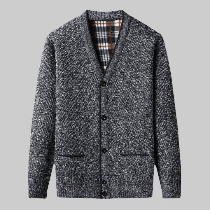 Thick Knitted Fleece V-Neck Cardigan