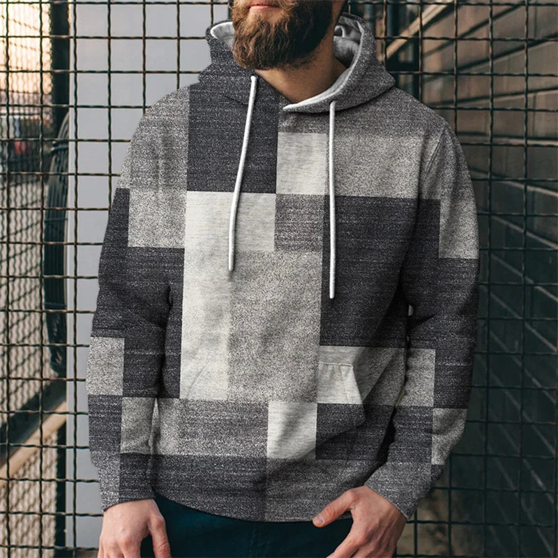 Oversized Vintage Patchwork Color Block 3D Print Hoodies
