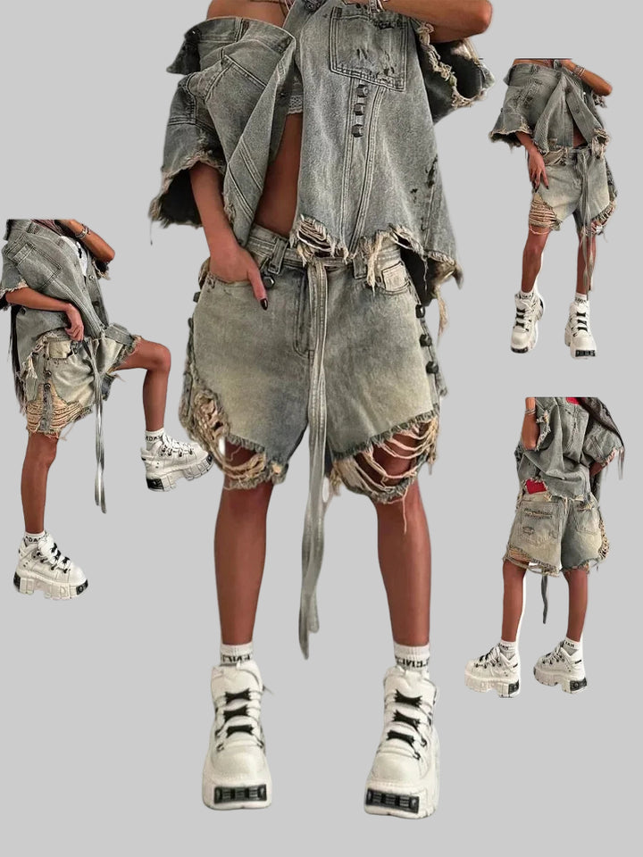 Tomboy Goblin Core Harajuku Ripped Denim Shorts