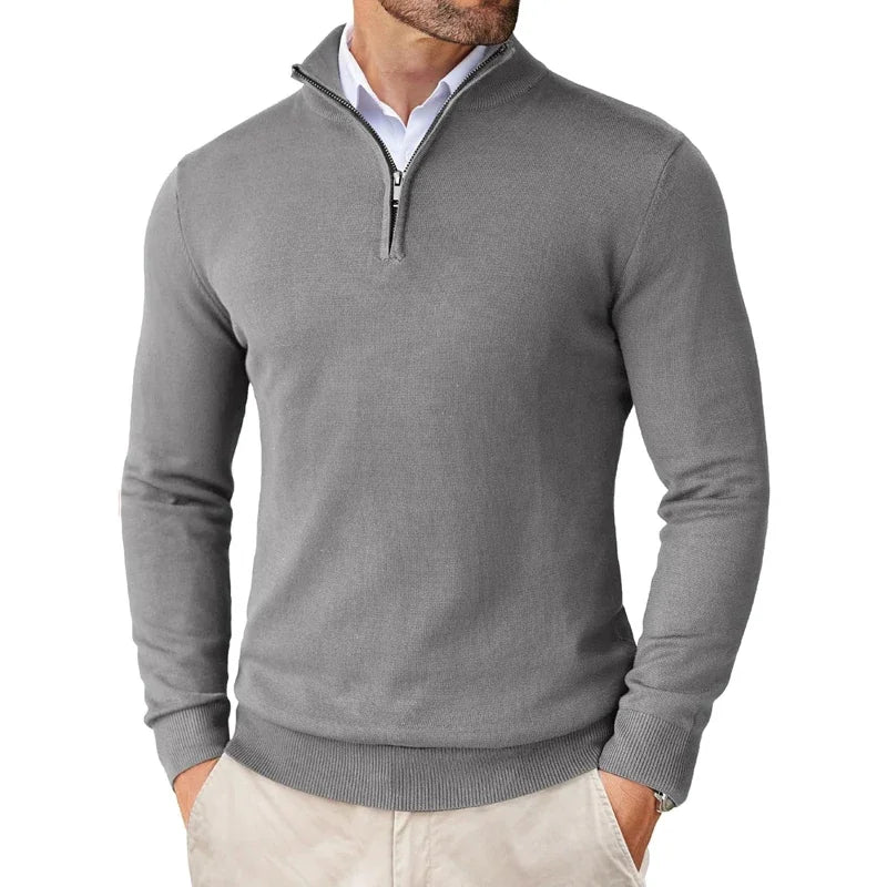 Lightweight Slim Fit Quarter Zip Mock Neck Pullover Sweater