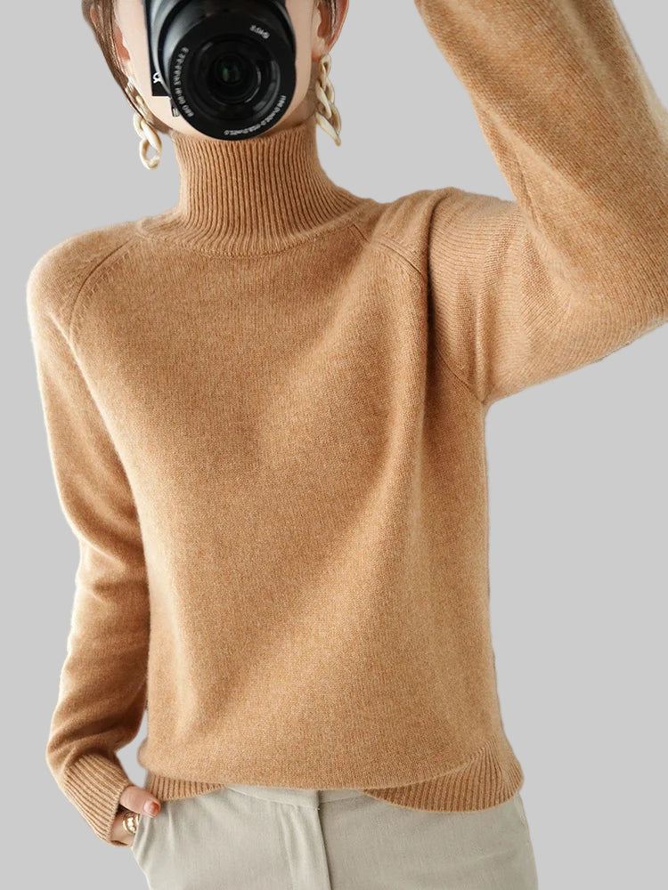 Essential Cashmere Merino Wool Mock Neck Sweater