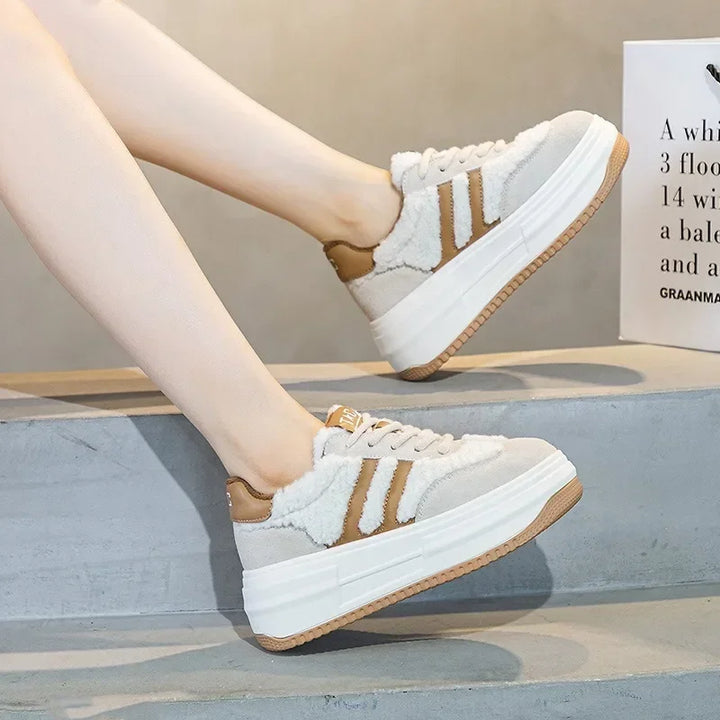 6CM Warm Plush Winter Platform Casual Shoes