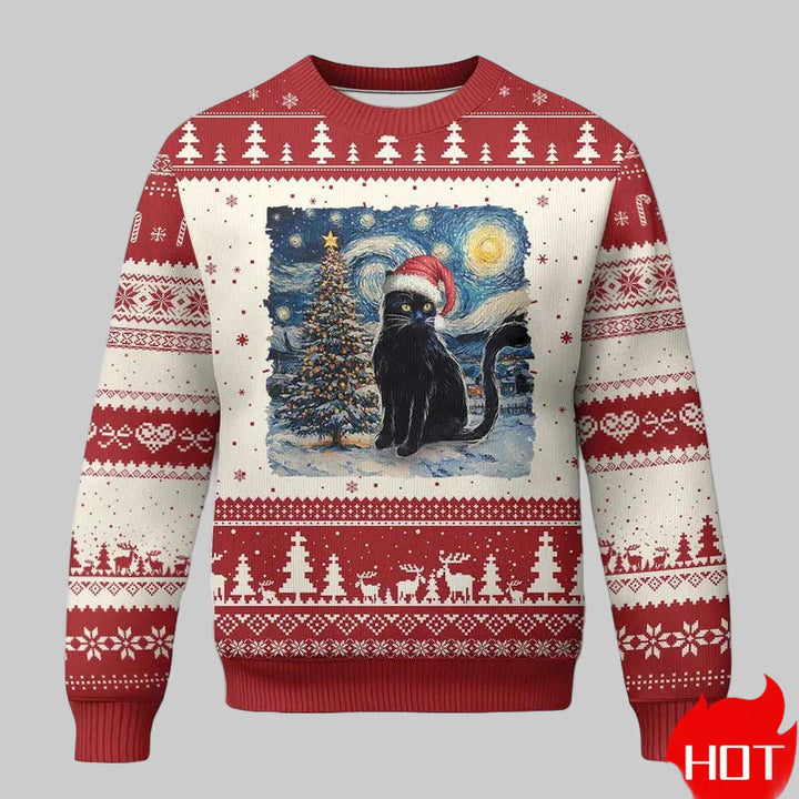 Humorous Santa Cat Graphic Ugly Christmas Sweater