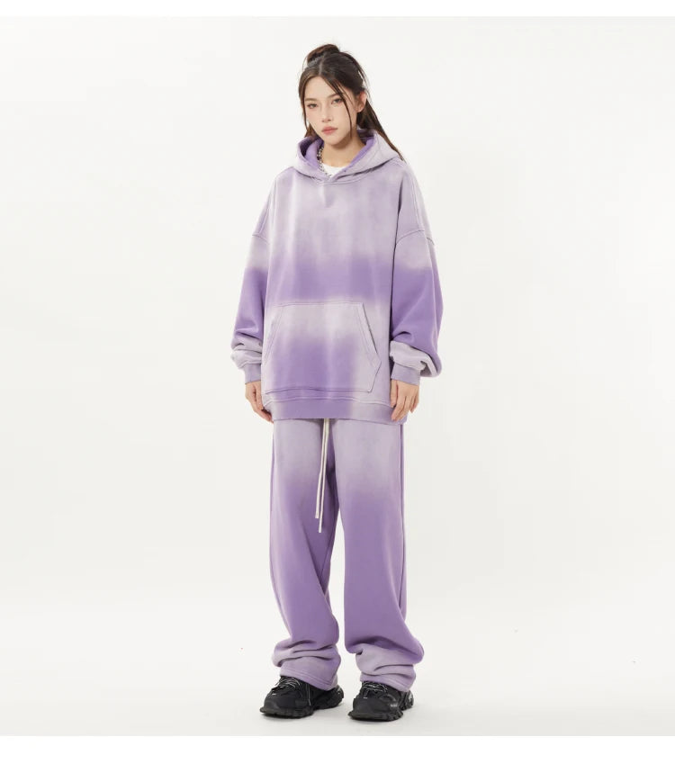 Unisex Retro Tie-Dye Two-Piece Hooded Set