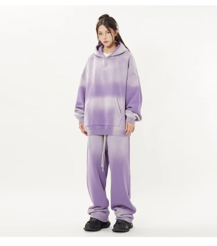 Unisex Retro Tie-Dye Two-Piece Hooded Set