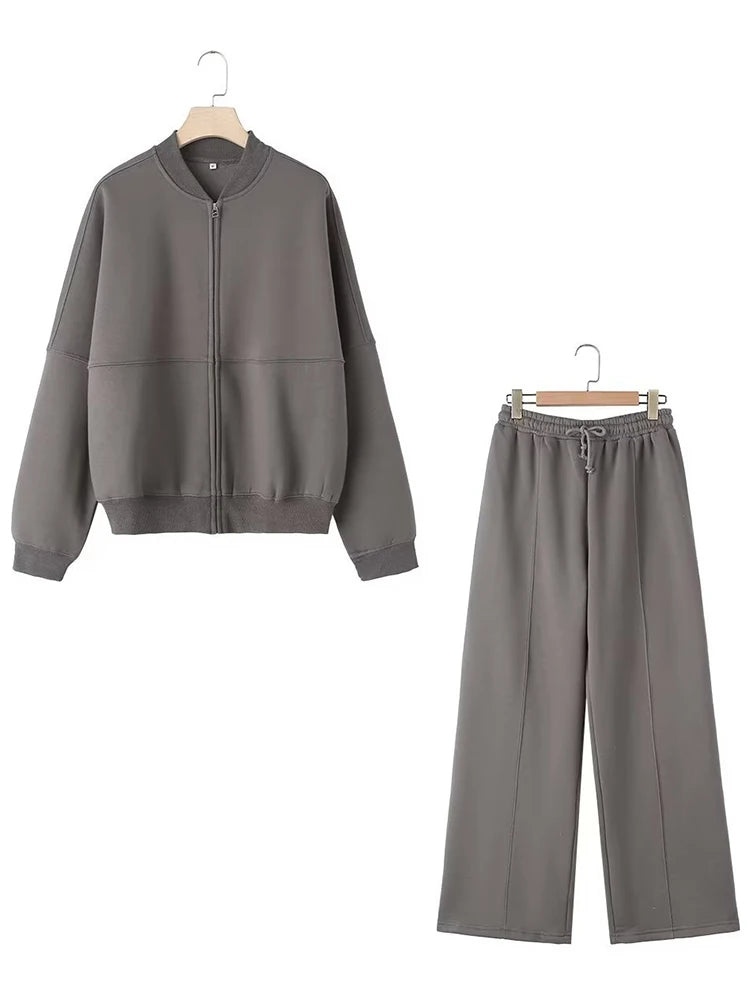 Thick Zipper Jacket and Sweatpants Set