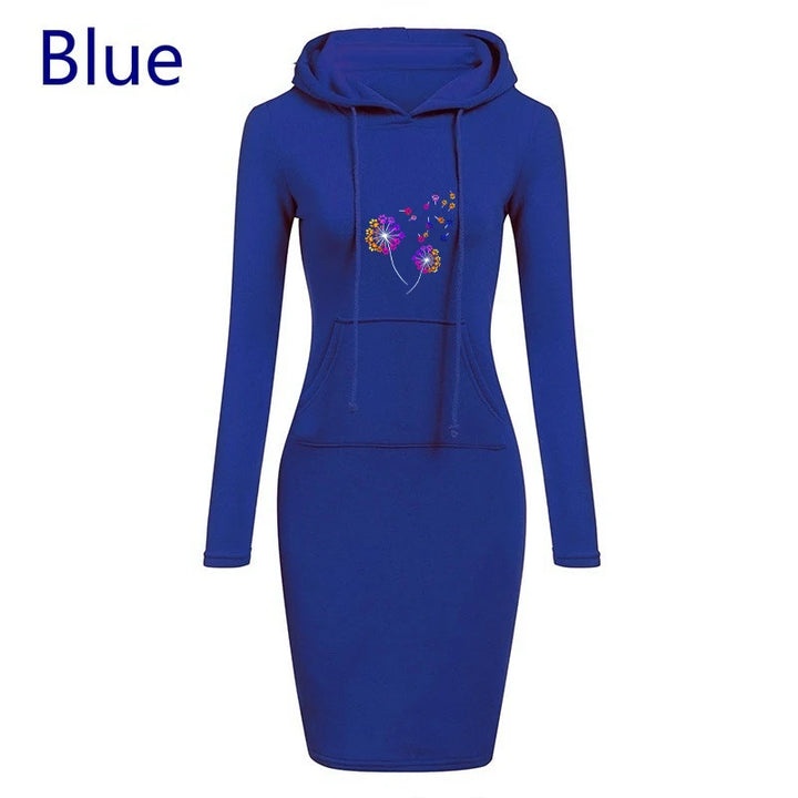 Trendy Midi Hooded Slim Fit Solid Color Dress