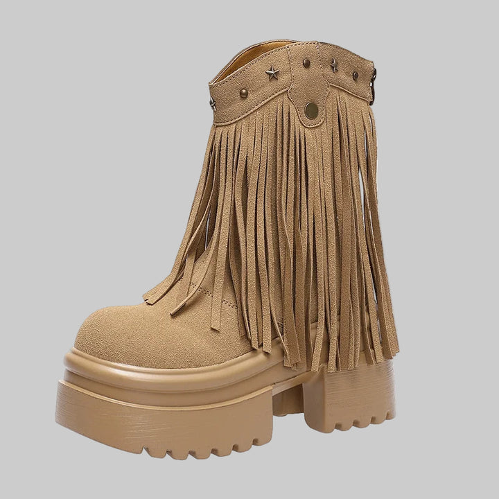 9CM Platform Tassels Chunky Boots