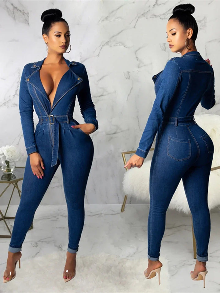 Y2K Bodycon Denim Jumpsuit