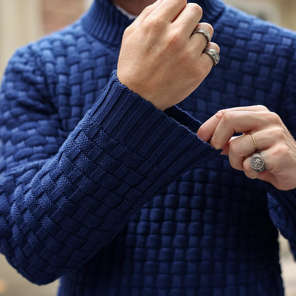 Relaxed Fit Ribbed Edge Crew Neck Knit Sweater