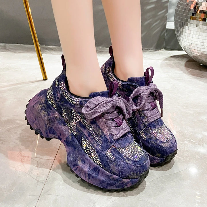 Bling Platform Lace-Up Sneakers