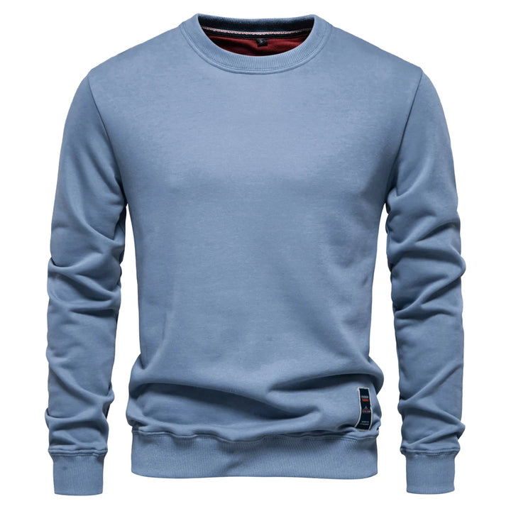 Casual Cotton-Blend Crew Neck Pullover Sweatshirt