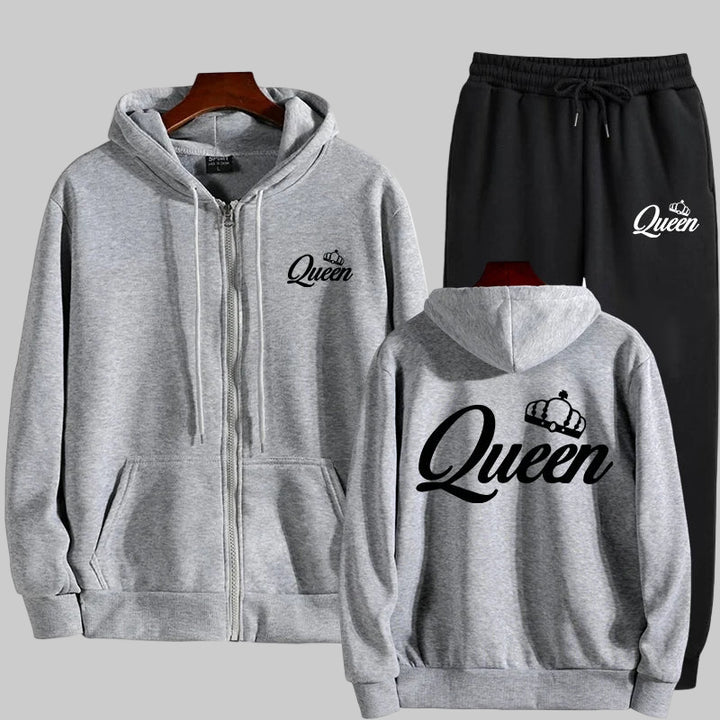 Unisex Crown King Queen Printed Sports Set