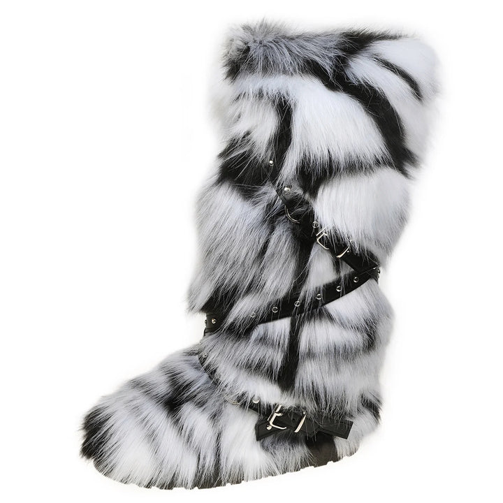 Y2K-Inspired Faux Fur Over-the-Knee Snow Boots