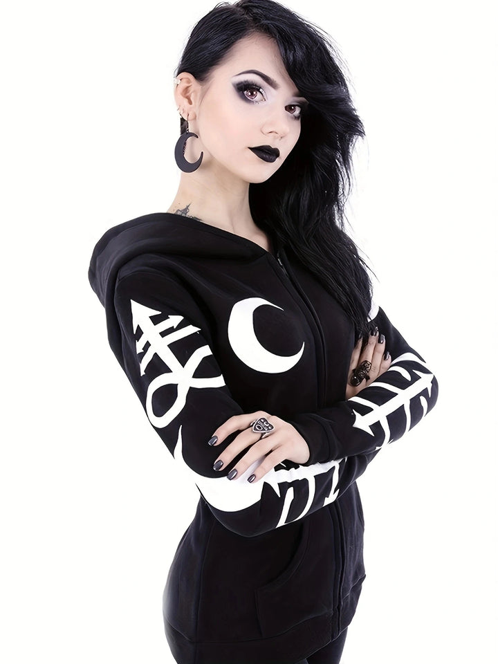 Chic Geometric-Pattern Gothic Hoodie
