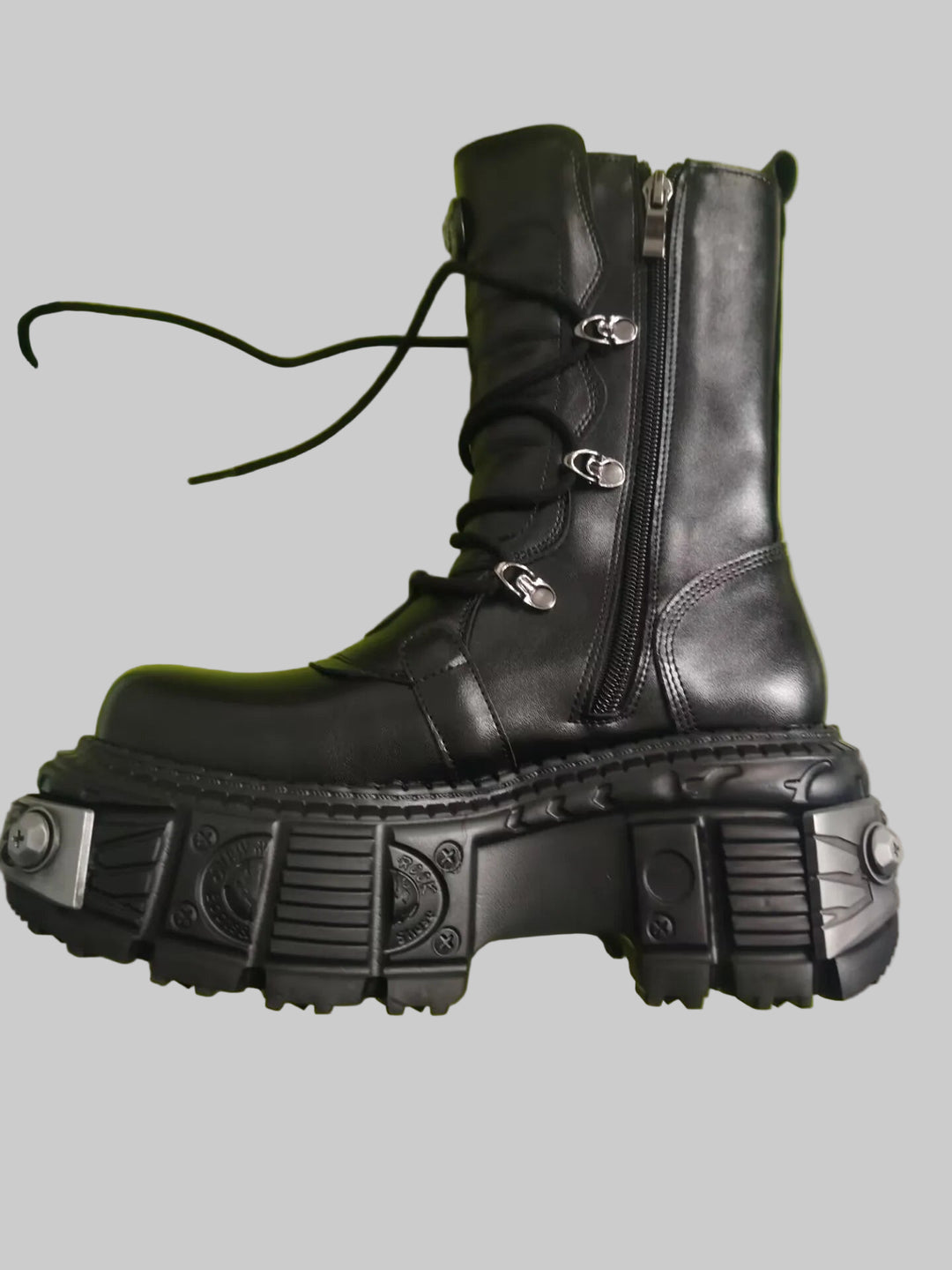Retro Unisex Heavy Metal Punk Motorcycle Platform Boots