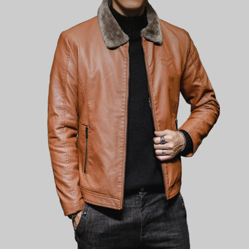 Thick Plush Leather Jacket