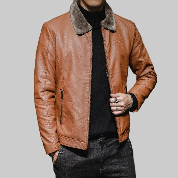Thick Plush Leather Jacket